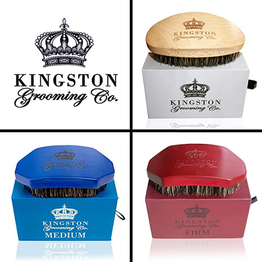Kingston Ultimate Boar Hair Brush Bundle- Original, Medium & Firm Brushes. Something for Everyone! Travel Case Included.