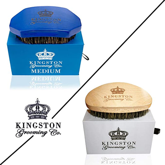 Boar Hair Brush Bundle- The Original Soft and New Medium brushes! Perfect for any type of hair, beards or waves! Travel Case Included.