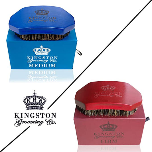Boar Hair Brush Bundle- New Medium and Firm brushes! Perfect for any type of hair, beards or waves! Travel Case Included.